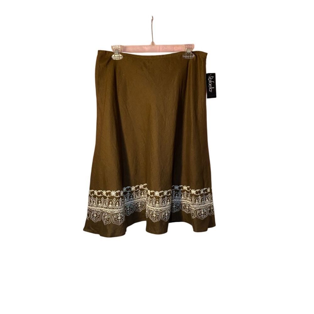 NWT Rafaela, women’s brown embroidered bordered skirt, size 12